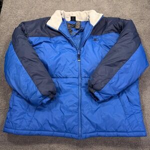 VTG Starter Jacket Mens‎ 2XL Blue Puffer Down Full Zip Fleece Collar Ripstop